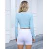 imageBlooming Jelly Womens Workout Long Sleeve Yoga TShirt Athletic Tee Slim Fit Sexy Yoga Shirt Cropped TopsBlue