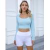 imageBlooming Jelly Womens Workout Long Sleeve Yoga TShirt Athletic Tee Slim Fit Sexy Yoga Shirt Cropped TopsBlue
