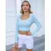 imageBlooming Jelly Womens Workout Long Sleeve Yoga TShirt Athletic Tee Slim Fit Sexy Yoga Shirt Cropped TopsBlue