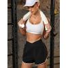 imageBlooming Jelly Womens Workout Shorts Athletic Running Shorts Crossover High Waisted Gym Shorts with Zipper Pockets 25quotBlack and White