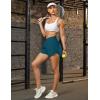 imageBlooming Jelly Womens Workout Shorts Athletic Running Shorts Crossover High Waisted Gym Shorts with Zipper Pockets 25quotDark Cyan