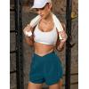 imageBlooming Jelly Womens Workout Shorts Athletic Running Shorts Crossover High Waisted Gym Shorts with Zipper Pockets 25quotDark Cyan