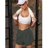 imageBlooming Jelly Womens Workout Shorts Athletic Running Shorts Crossover High Waisted Gym Shorts with Zipper Pockets 25quotDark Green