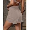 imageBlooming Jelly Womens Workout Shorts Athletic Running Shorts Crossover High Waisted Gym Shorts with Zipper Pockets 25quotKhaki