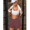 imageBlooming Jelly Womens Workout Shorts Athletic Running Shorts Crossover High Waisted Gym Shorts with Zipper Pockets 25quotMaroon