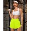 imageBlooming Jelly Womens Workout Shorts Athletic Running Shorts Crossover High Waisted Gym Shorts with Zipper Pockets 25quotNeon Green