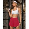 imageBlooming Jelly Womens Workout Shorts Athletic Running Shorts Crossover High Waisted Gym Shorts with Zipper Pockets 25quotRed