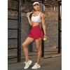 imageBlooming Jelly Womens Workout Shorts Athletic Running Shorts Crossover High Waisted Gym Shorts with Zipper Pockets 25quotRed