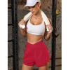 imageBlooming Jelly Womens Workout Shorts Athletic Running Shorts Crossover High Waisted Gym Shorts with Zipper Pockets 25quotRed