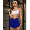 imageBlooming Jelly Womens Workout Shorts Athletic Running Shorts Crossover High Waisted Gym Shorts with Zipper Pockets 25quotRoyal Blue