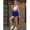 imageBlooming Jelly Womens Workout Shorts Athletic Running Shorts Crossover High Waisted Gym Shorts with Zipper Pockets 25quotRoyal Blue
