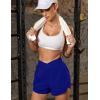 imageBlooming Jelly Womens Workout Shorts Athletic Running Shorts Crossover High Waisted Gym Shorts with Zipper Pockets 25quotRoyal Blue