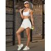 imageBlooming Jelly Womens Workout Shorts Athletic Running Shorts Crossover High Waisted Gym Shorts with Zipper Pockets 25quotWhite