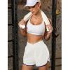 imageBlooming Jelly Womens Workout Shorts Athletic Running Shorts Crossover High Waisted Gym Shorts with Zipper Pockets 25quotWhite and Blue