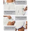 imageBlooming Jelly Womens Workout Shorts Athletic Running Shorts Crossover High Waisted Gym Shorts with Zipper Pockets 25quotWhite and Blue