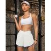 imageBlooming Jelly Womens Workout Shorts Athletic Running Shorts Crossover High Waisted Gym Shorts with Zipper Pockets 25quotWhite and Blue