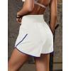 imageBlooming Jelly Womens Workout Shorts Athletic Running Shorts Crossover High Waisted Gym Shorts with Zipper Pockets 25quotWhite and Blue