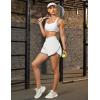 imageBlooming Jelly Womens Workout Shorts Athletic Running Shorts Crossover High Waisted Gym Shorts with Zipper Pockets 25quotWhite and Blue
