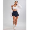 imageBlooming Jelly Womens Workout Shorts Athletic Running Shorts Summer Trendy High Waisted Gym Exercise Shorts with Pocket Dark BlueLarge
