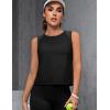 imageBlooming Jelly Womens Workout Tank Tops Loose Fit High Neck Athletic Running Crop Tanks Open Back Sleeveless Gym ShirtsBlack