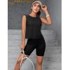 imageBlooming Jelly Womens Workout Tank Tops Loose Fit High Neck Athletic Running Crop Tanks Open Back Sleeveless Gym ShirtsBlack
