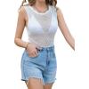 imageBlooming Jelly Women Crochet Top Summer Going Out Tank Tops Crew Neck Sleeveless Crop White Top OutfitsWhite