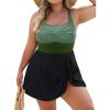 imageBlooming Jelly Women Plus Size One Piece Swimsuit Swim Dress Modest Tummy Control Bathing Suits Criss Cross Swim SuitsBlack Army Green