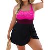 imageBlooming Jelly Women Plus Size One Piece Swimsuit Swim Dress Modest Tummy Control Bathing Suits Criss Cross Swim SuitsBlack Pink