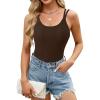 imageBlooming Jelly Women Ribbed Tank Tops with Built in Shelf Bras Sleeveless Camisole Tops Summer Cami 2025Brown