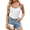 imageBlooming Jelly Women Ribbed Tank Tops with Built in Shelf Bras Sleeveless Camisole Tops Summer Cami 2025White 2