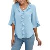 imageBlooming Jelly Womens 34 Length Sleeve Tops Dressy Casual Business Blouses Ruffle V Neck Summer Work ShirtsBlue