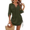 imageBlooming Jelly Womens Bathing Suit Cover Ups Bikini Swimsuit Coverup Drawstring Beach Dress ShirtArmy Green