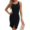 imageBlooming Jelly Womens Bodycon Ruched Dresses Sleeveless Sexy Summer Button Down Mini Tank Dress Tight Ribbed Knit SundressesBlack