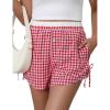imageBlooming Jelly Womens Boxer Shorts Gingham Pajama Summer Casual High Waisted Shorts Plaid Lounge Sleep Y2k Beach BottomsRed White Plaid