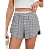 imageBlooming Jelly Womens Boxer Shorts Pajama Pj High Waisted Gingham Summer Lounge Sleep Bottoms Beach Outfits 2025Black White Plaid