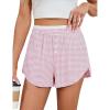 imageBlooming Jelly Womens Boxer Shorts Pajama Pj High Waisted Gingham Summer Lounge Sleep Bottoms Beach Outfits 2025Pink White Plaid