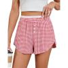 imageBlooming Jelly Womens Boxer Shorts Pajama Pj High Waisted Gingham Summer Lounge Sleep Bottoms Beach Outfits 2025Red White Plaid