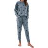 imageBlooming Jelly Womens Cute Pajama Sets Long Sleeve Heart Printed Lounge Set Pockets Two Piece Outfits 2025Greyblack Heart