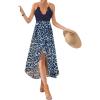imageBlooming Jelly Womens Deep V Neck Sleeveless Summer Asymmetrical Floral Maxi DressLeopard Blue