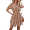 imageBlooming Jelly Womens Flowy Summer Dresses Floral Chiffon Short Sleeve Dress 2023 Casual Boho A Line Sun DressesBrown Leopard Print