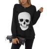 imageBlooming Jelly Womens Halloween Sweatshirts Skull Graphic T Shirts Long Sleeve Pullover Tops Gothic Fall Clothes 2024Black