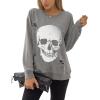 imageBlooming Jelly Womens Halloween Sweatshirts Skull Graphic T Shirts Long Sleeve Pullover Tops Gothic Fall Clothes 2024Grey
