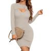 imageBlooming Jelly Womens Long Sleeve Sweater Dress Sexy Cut Out Bodycon Mini Fall Dress Trendy Ribbed Knit Ladies Winter SweaterApricot