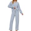 imageBlooming Jelly Womens Lounge Set Cute Long Sleeve Pajama Sets Casual 2 Piece Pj Outfit Fall Sleepwear PocketsBlue Grey