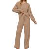 imageBlooming Jelly Womens Lounge Set Cute Long Sleeve Pajama Sets Casual 2 Piece Pj Outfit Fall Sleepwear PocketsKhaki