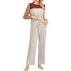 imageBlooming Jelly Womens Pajama Sets Long Sleeve Color Block 2 Piece Casual Lounge Sets Soft Pjs with PocketsBeige