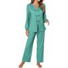 imageBlooming Jelly Womens Pajamas Set 2 Piece Lounge Pjs Sets Fall Outfits Long Sleeve Tie Front Tops Loungewear with PocketsGreen