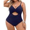 imageBlooming Jelly Womens Plus Size Bathing Suit Tummy Control One Piece Swimsuit Twist Front Ruched SwimwearDark Blue
