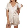 imageBlooming Jelly Womens Satin Pajama Set 2 Piece Lounge Pjs Shorts Set Summer Button Down Sleepwear Cozy LoungewearChampagne