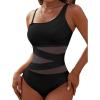 imageBlooming Jelly Womens Sexy One Piece Bathing Suits One Shoulder Swimsuits Slimming Mesh SwimwearBlack